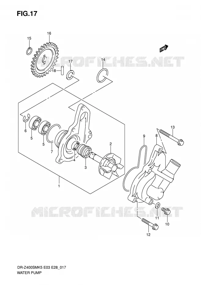 WATER PUMP Suzuki MOTO 400 DR-Z 2006  DR-Z400SMK6(E3/E28)