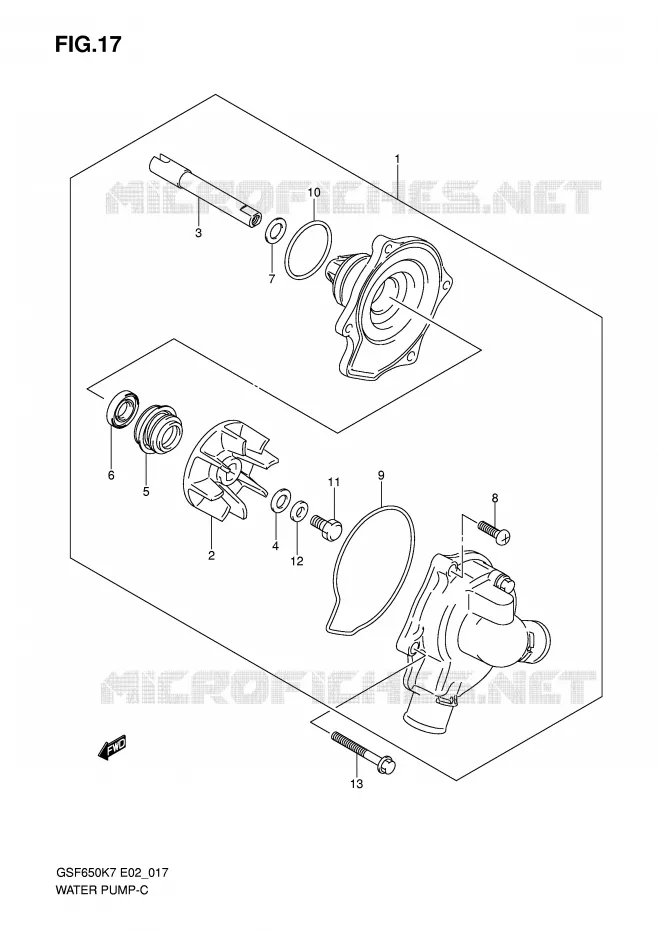 WATER PUMP Suzuki MOTO 650 BANDIT 2007  GSF650SAK7(E19)