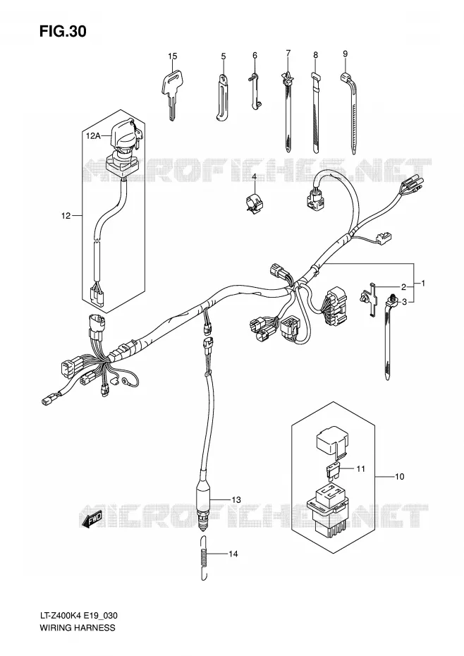WIRING HARNESS (MODEL K3/K4) Suzuki QUAD 400 QUADSPORT 2005  LT-Z400K5(E19)