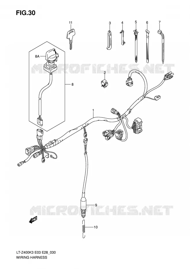WIRING HARNESS (MODEL K3) Suzuki QUAD 400 QUADSPORT 2003  LT-Z400K3(E3/E28)