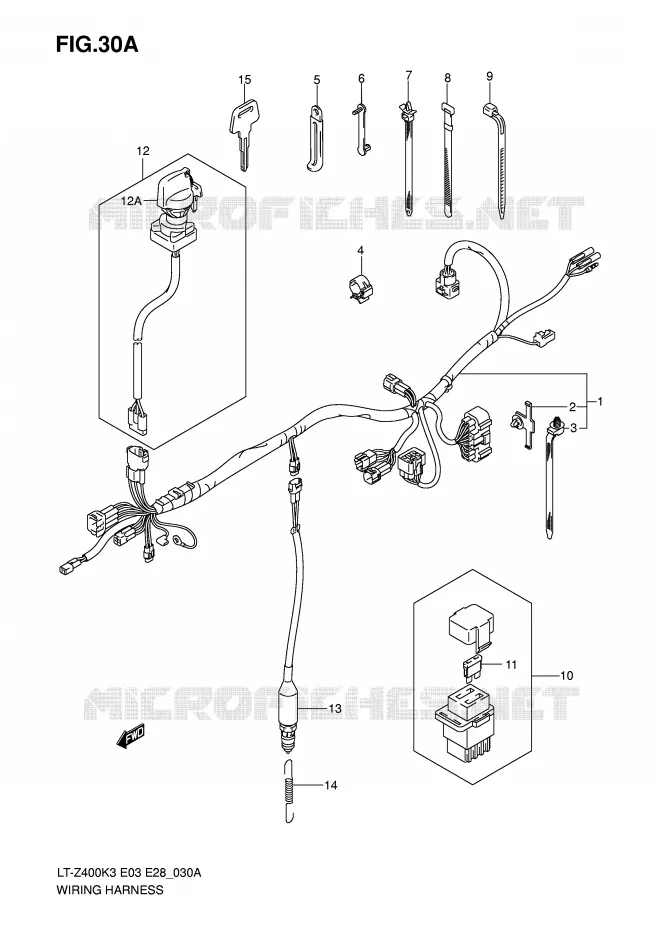 WIRING HARNESS (MODEL K4) Suzuki QUAD 400 QUADSPORT 2006  LT-Z400K6(E3/E28)