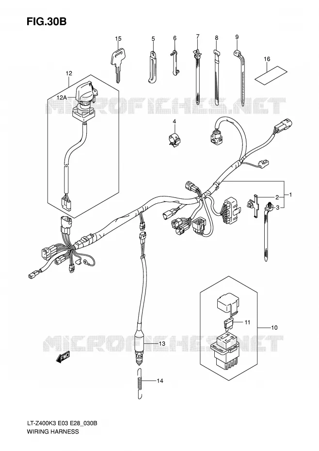 WIRING HARNESS (MODEL K5/K6/K7) Suzuki QUAD 400 QUADSPORT 2003  LT-Z400K3(E3/E28)