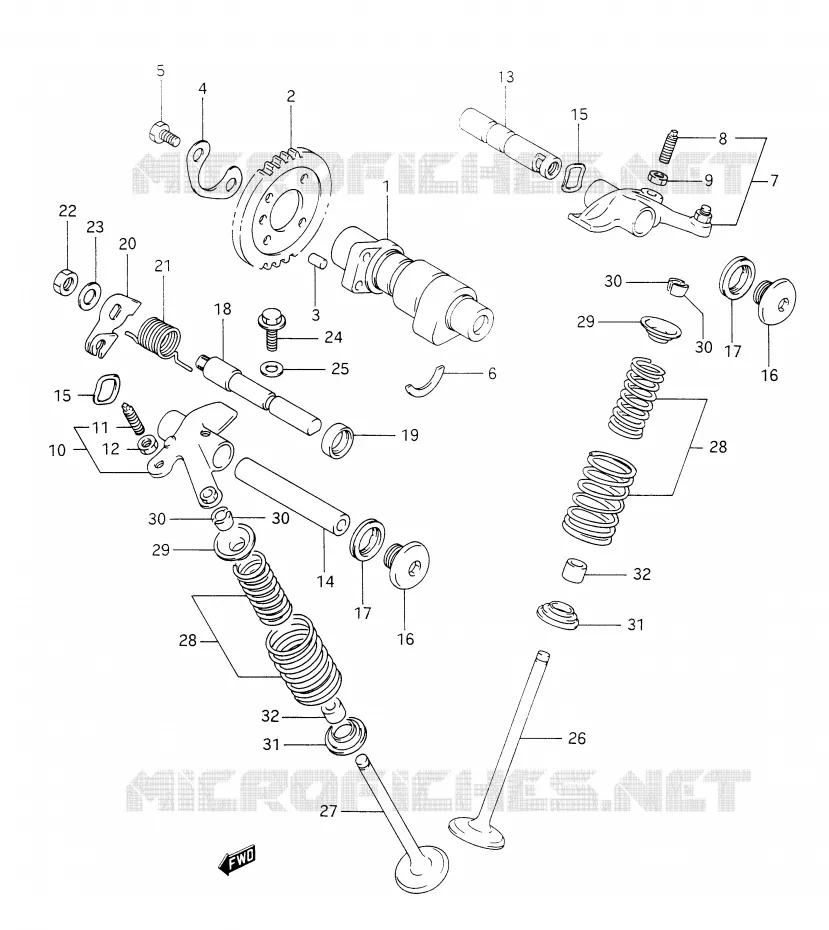 CAM SHAFT - VALVE (MODEL L/M/N/P) Suzuki MOTO 350 DR 1990  DR350L(E28)