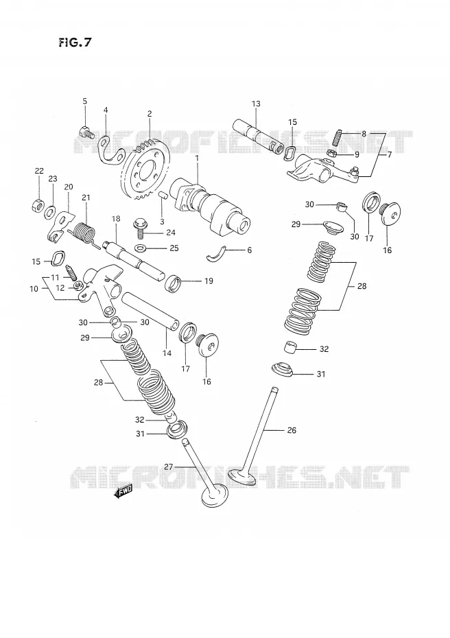 CAM SHAFT - VALVE (MODEL L/M/N/P) Suzuki MOTO 350 DR 1991  DR350SM(E2)