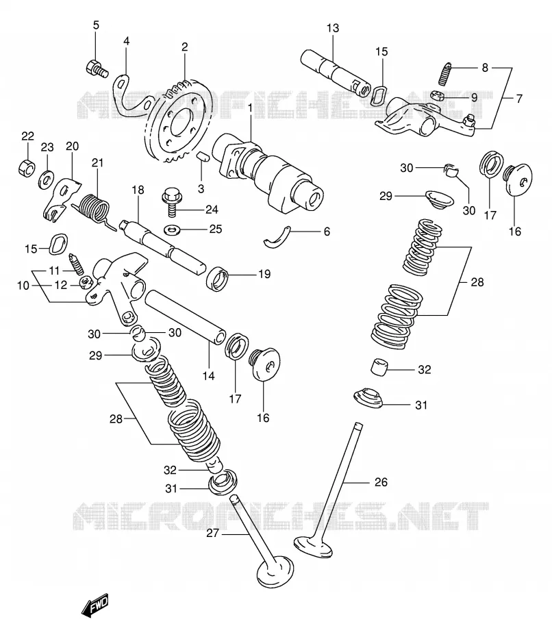 CAM SHAFT - VALVE (MODEL L/M/N/P) Suzuki MOTO 350 DR 1992  DR350N(E1)