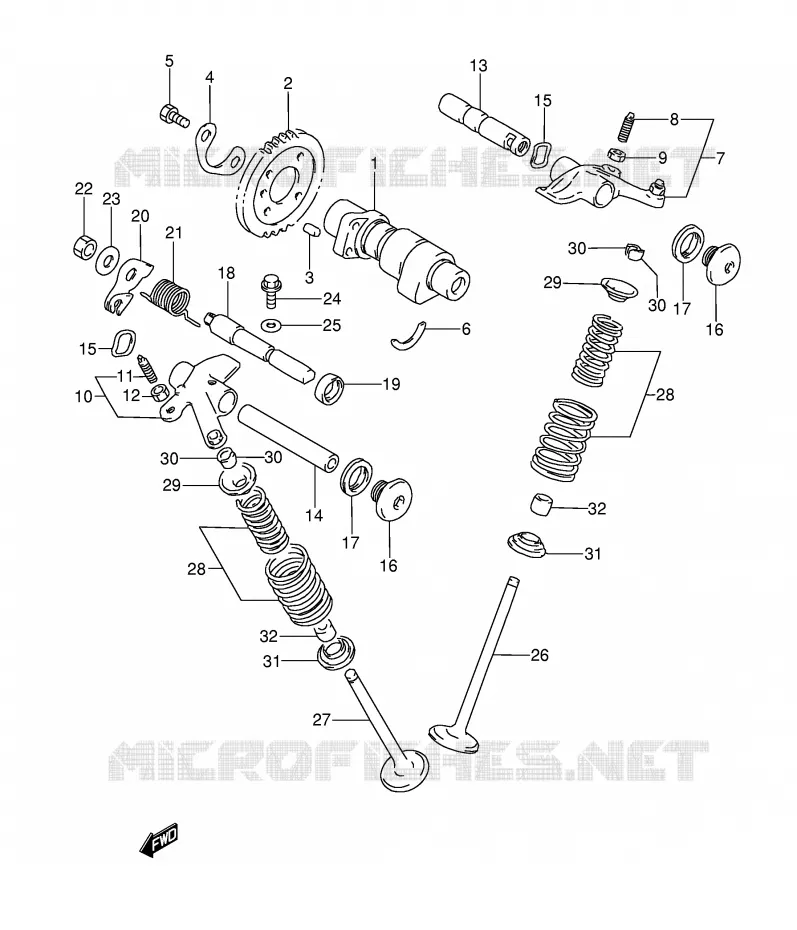 CAM SHAFT - VALVE (MODEL L/M/N/P) Suzuki MOTO 350 DR 1994  DR350R(E3)