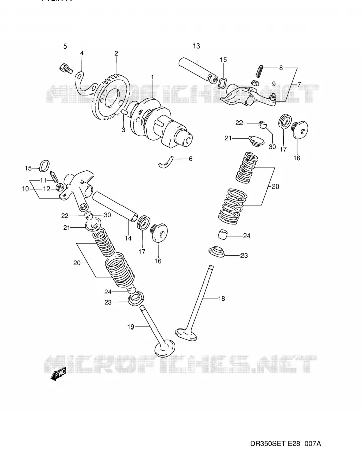 CAM SHAFT - VALVE (MODEL R/S/T) Suzuki MOTO 350 DR 1993  DR350SP(E28)
