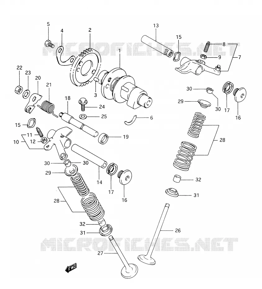 CAM SHAFT - VALVE (MODEL R) Suzuki MOTO 350 DR 1992  DR350N(E28)