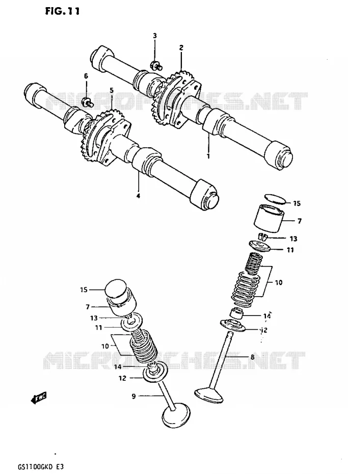 CAM SHAFT - VALVE Suzuki MOTO 1100 GS-G 1982  GS1100GK2(Z/2/D)
