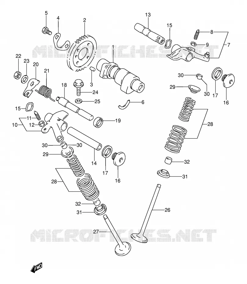 CAM SHAFT - VALVE Suzuki MOTO 250 DR 1993  DR250SP(E24)