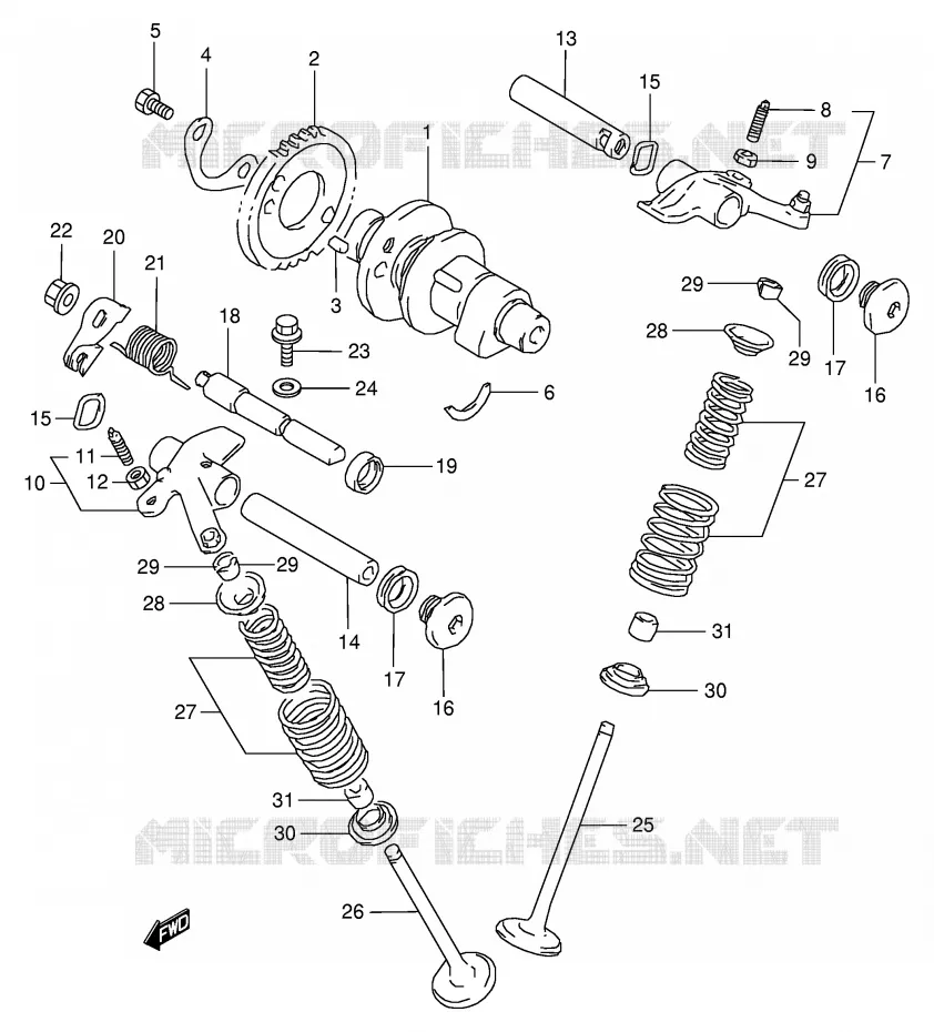 CAM SHAFT - VALVE Suzuki MOTO 350 DR 1997  DR350V(E1)