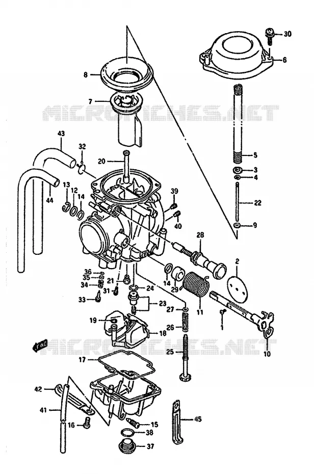 CARBURETOR (MODEL L/M,MODEL N/P/R E24) Suzuki MOTO 350 DR 1991  DR350SM(L/M/N/P/R)