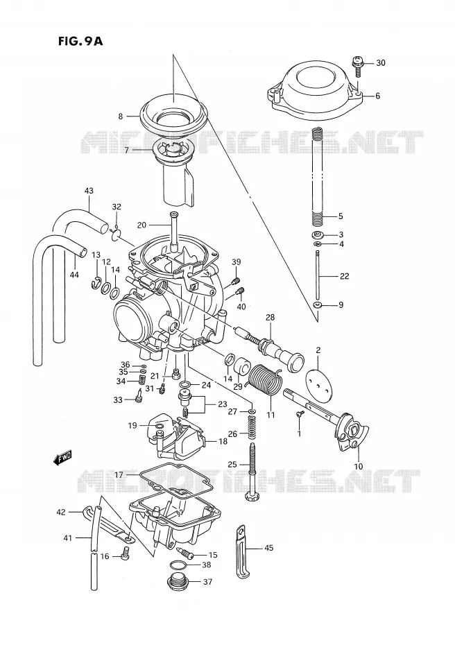 CARBURETOR (MODEL N/P/R,EXCEPT E24) Suzuki MOTO 350 DR 1993  DR350SP/SHP(E2)