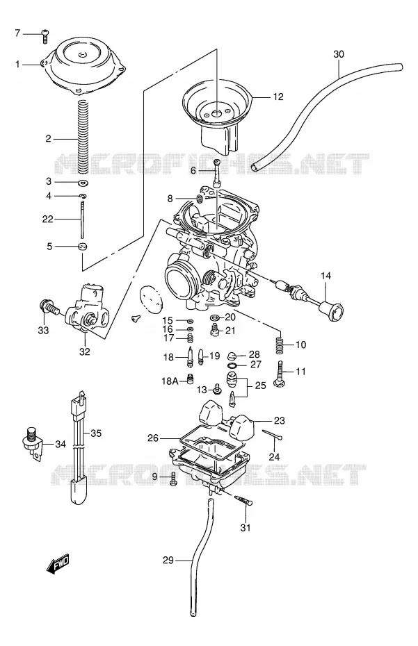 CARBURETOR (MODEL V/W/X/Y) Suzuki MOTO 125 DR 1995  DR125SES(E4)