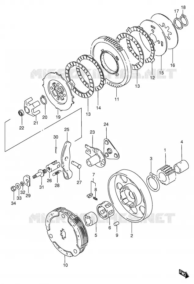CLUTCH (MODEL G/R) Suzuki SCOOTER 100 FB 1997  FB100DV(E71)