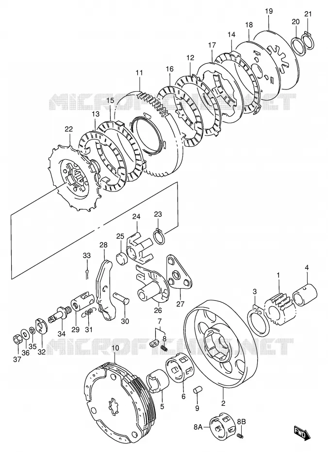 CLUTCH (MODEL S/V/X/Y) Suzuki SCOOTER 100 FB 1994  FB100DR(E71)