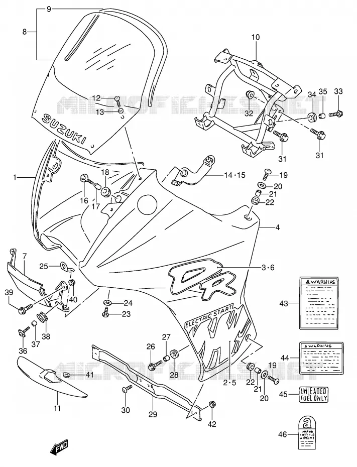 COWLING - LABEL (MODEL N) Suzuki MOTO 650 DR 1992  DR650RSEN(E4)