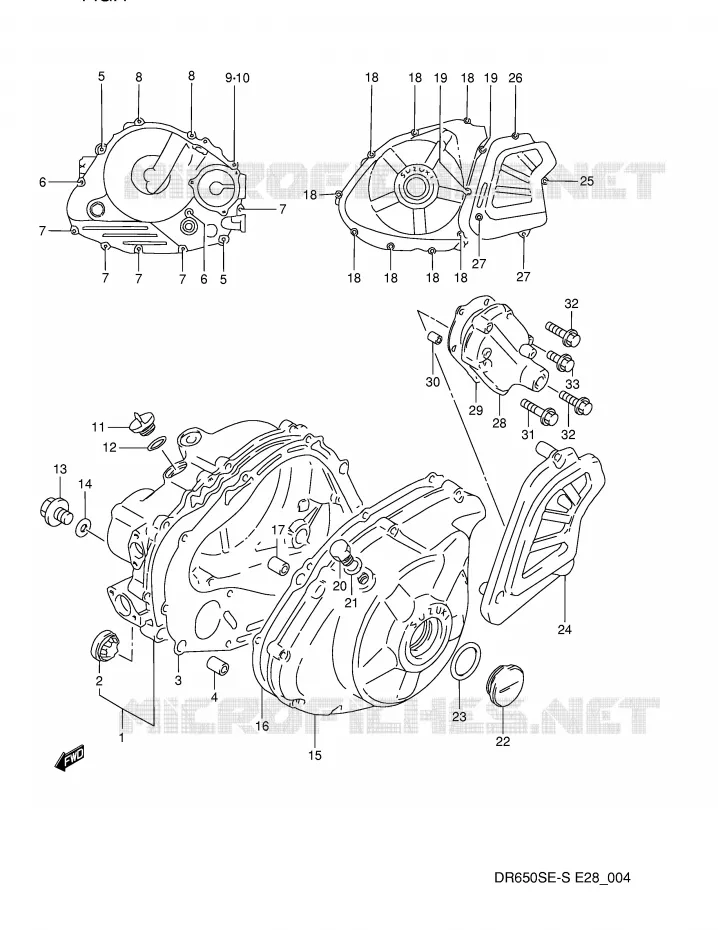 CRANKCASE COVER (MODEL N/P) Suzuki MOTO 650 DR 1994  DR650SER(E28)