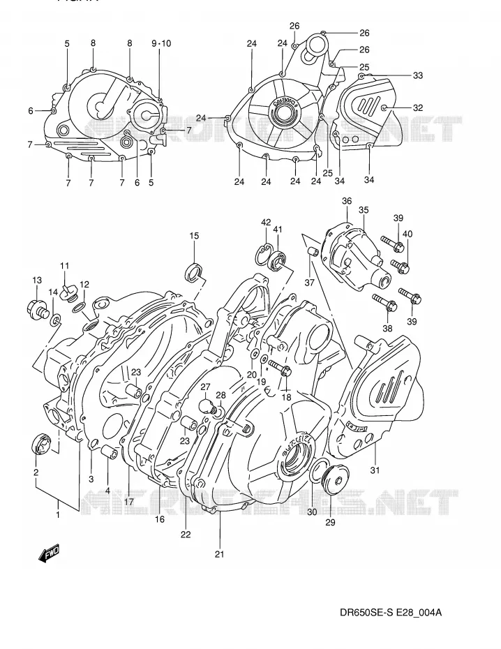 CRANKCASE COVER (MODEL R/S) Suzuki MOTO 650 DR 1993  DR650SP(E28)