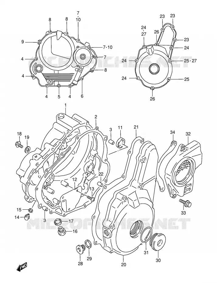 CRANKCASE COVER Suzuki MOTO 350 DR 1998  DR350SEW(E2)