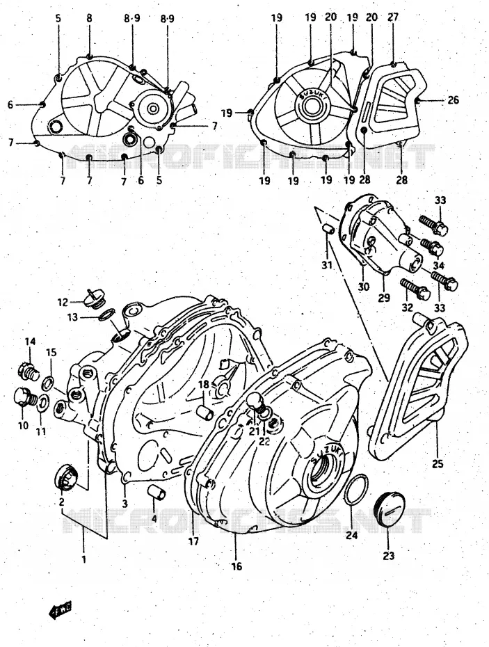 CRANKCASE COVER Suzuki MOTO 500 DR 1987  DR500H(G/H/J)