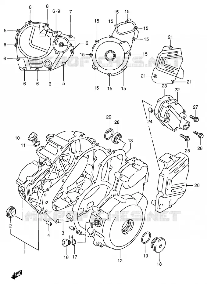 CRANKCASE COVER Suzuki MOTO 650 DR 1996  DR650SET(E4)