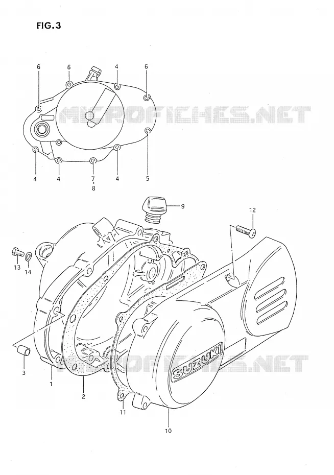 CRANKCASE COVER Suzuki MOTO 80 DS 1992  DS80N(E24)