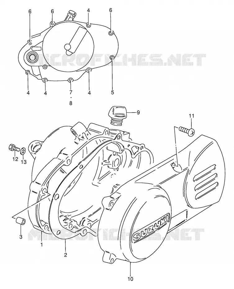 CRANKCASE COVER Suzuki MOTO 80 DS 1999  DS80X(E24)