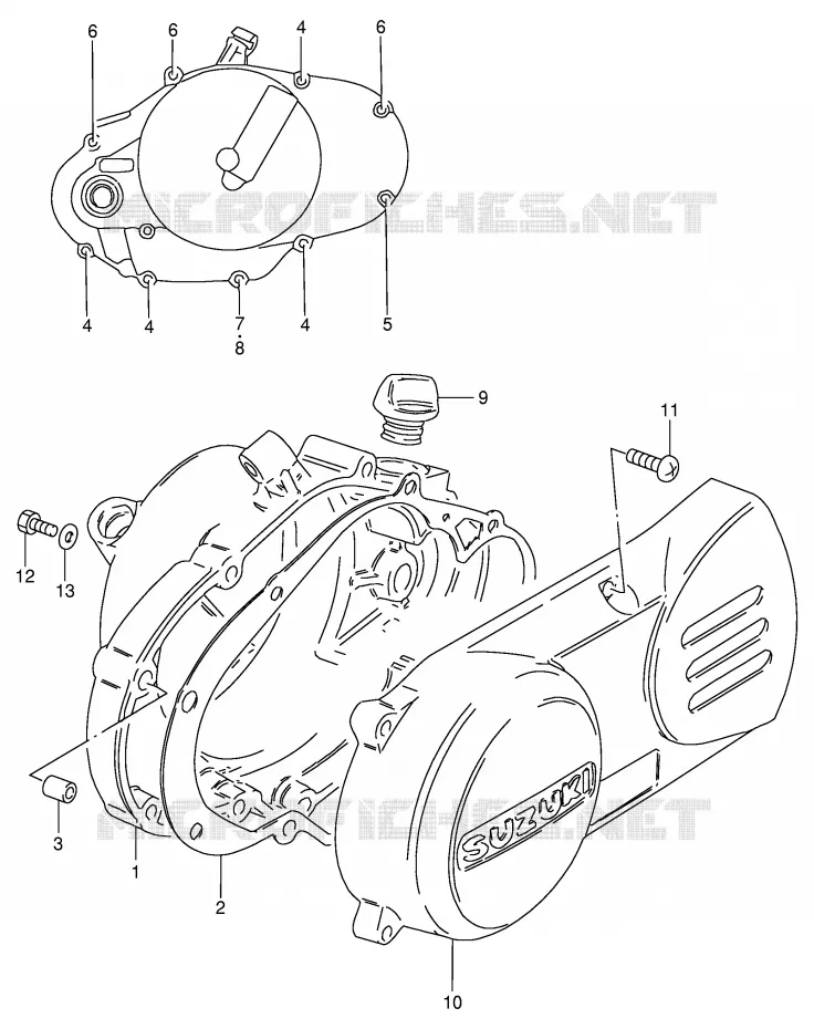 CRANKCASE COVER Suzuki MOTO 80 DS 1999  DS80X(E3/E28)