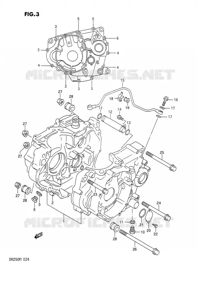 CRANKCASE Suzuki MOTO 250 DR 1990  DR250L(E24)