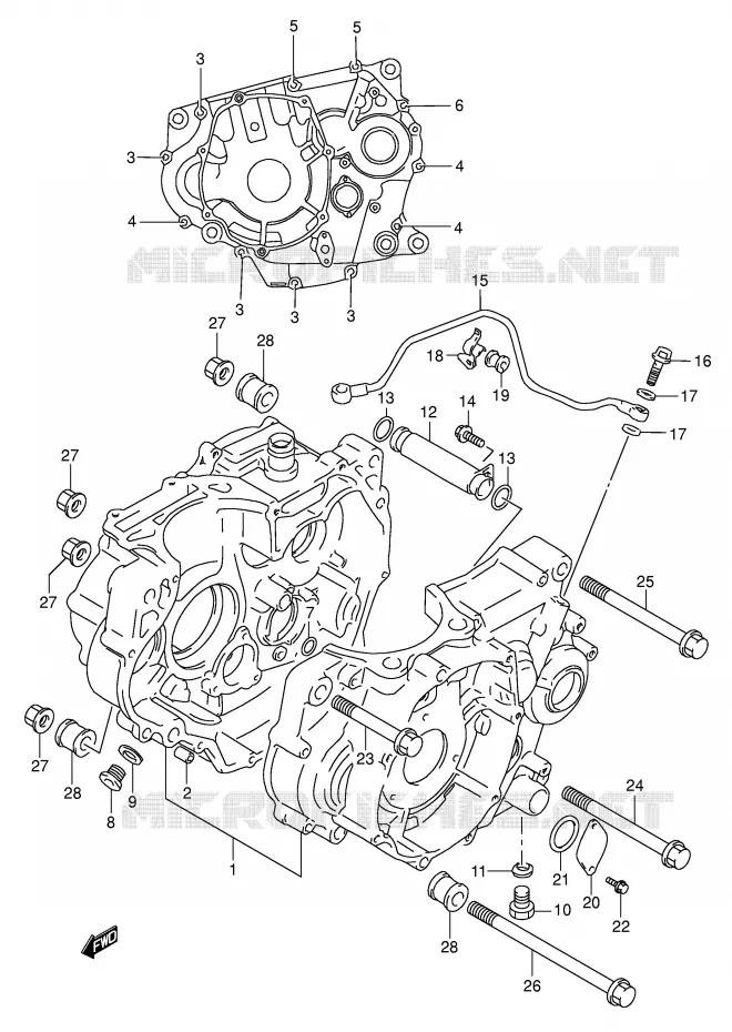 CRANKCASE Suzuki MOTO 350 DR 1990  DR350L(E1)