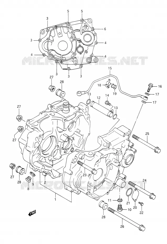 CRANKCASE Suzuki MOTO 350 DR 1990  DR350L(E28)