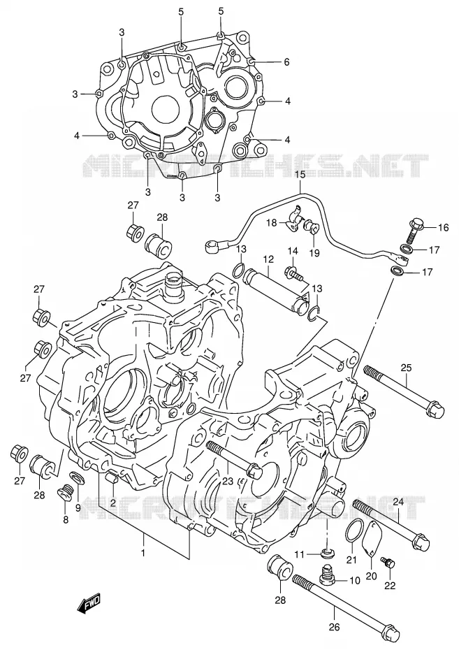 CRANKCASE Suzuki MOTO 350 DR 1998  DR350W(E1)