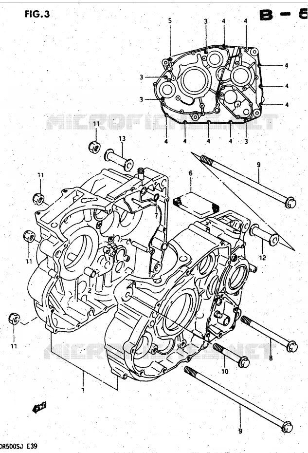 CRANKCASE Suzuki MOTO 500 DR 1987  DR500RH(G/H/J)