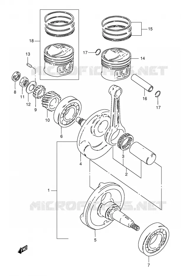 CRANKSHAFT Suzuki MOTO 125 DR 1998  DR125SEUW(E4)