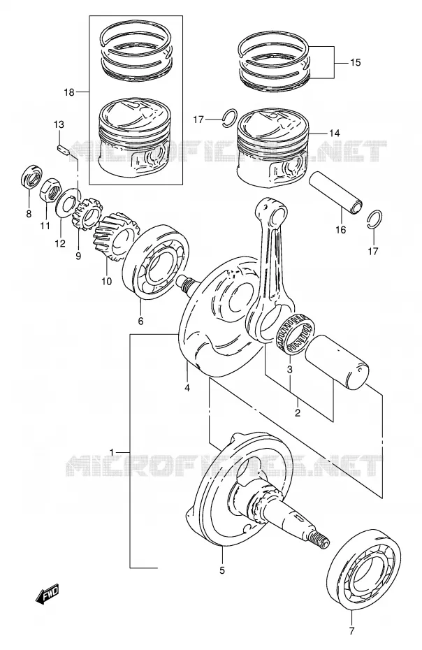 CRANKSHAFT Suzuki MOTO 125 DR 2002  DR125SEK2(E2)