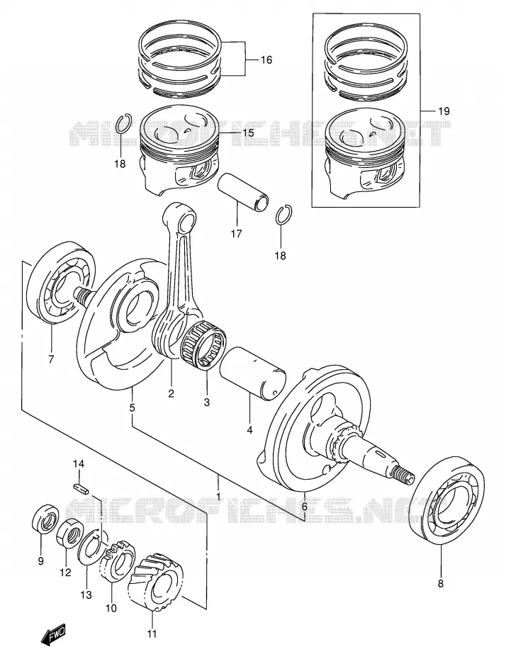 CRANKSHAFT Suzuki MOTO 200 DR 2004  DR200SEK4(E3/E28)
