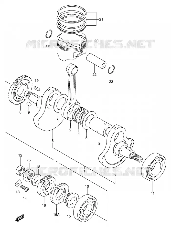 CRANKSHAFT Suzuki MOTO 250 DR 1993  DR250SP(E24)