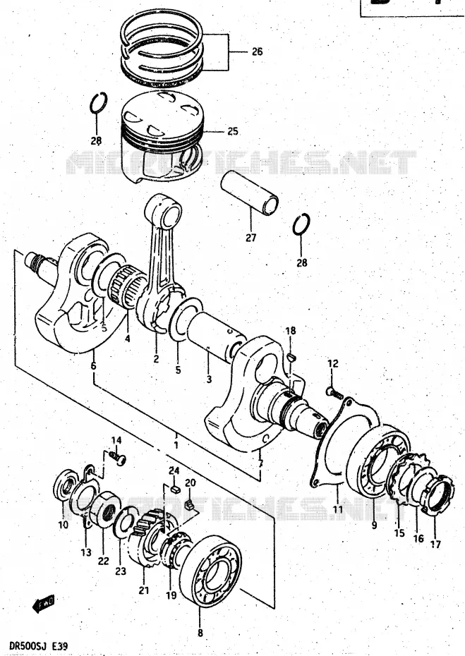 CRANKSHAFT Suzuki MOTO 500 DR 1987  DR500RH(G/H/J)