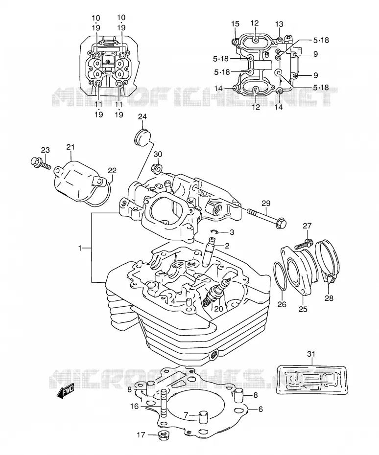 CYLINDER HEAD Suzuki MOTO 350 DR 1994  DR350SER(E2)