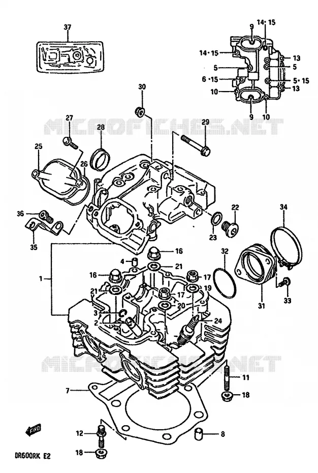 CYLINDER HEAD Suzuki MOTO 600 DR 1986  DR600RG(E2)