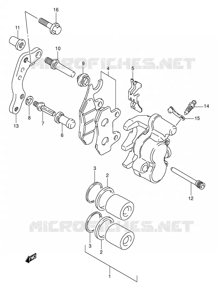 FRONT CALIPER (MODEL N/P/R/S/T) Suzuki MOTO 350 DR 1990  DR350L(E1)