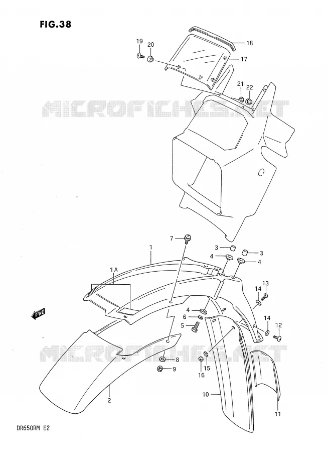 FRONT FENDER - METER VISOR Suzuki MOTO 650 DR 1990  DR650RL(E2)
