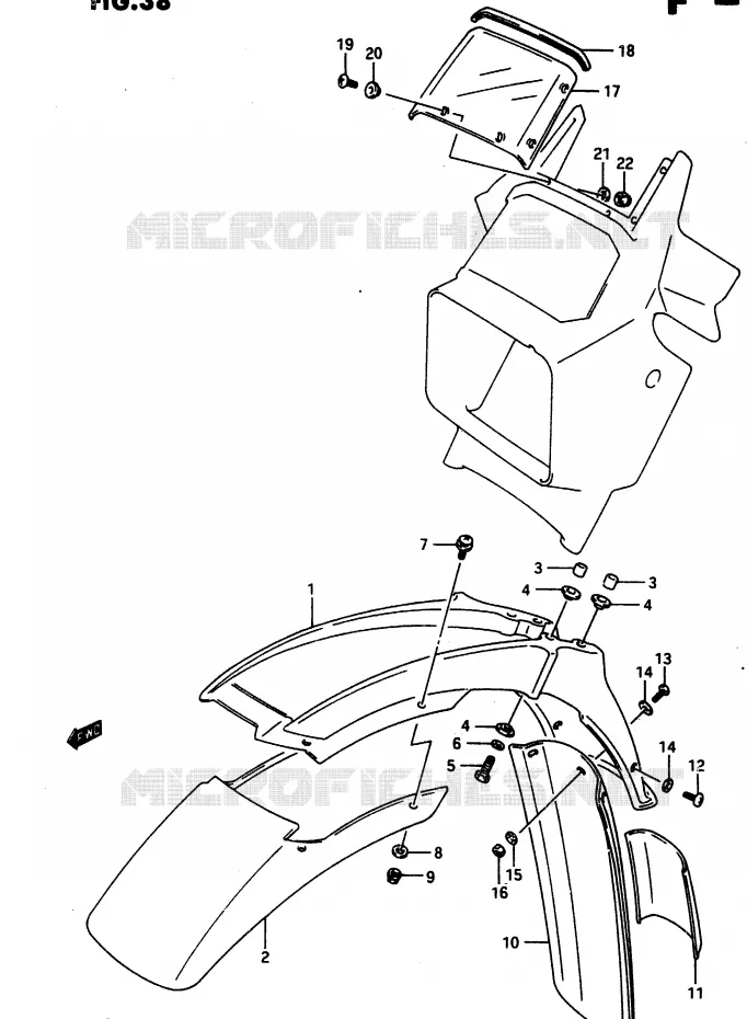 FRONT FENDER - METER VISOR Suzuki MOTO 650 DR 1990  DR650RL(L)