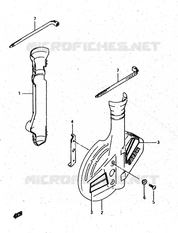 FRONT FORK COVER (MODEL H/J) Suzuki MOTO 500 DR 1986  DR500RG(G/H/J)