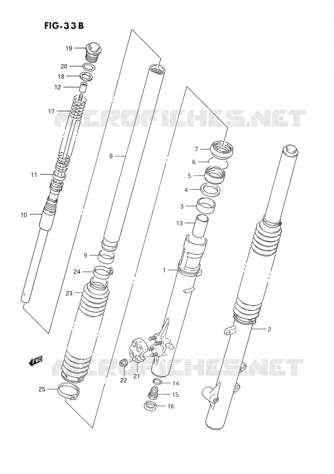 FRONT FORK (DR350SR E22,E24) Suzuki MOTO 350 DR 1990  DR350SL(E2)