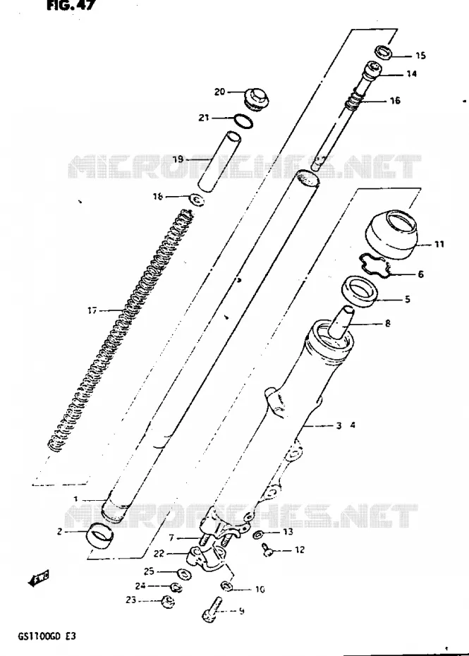 FRONT FORK (MODEL D) Suzuki MOTO 1100 GS-G 1982  GS1100GZ(Z/D)