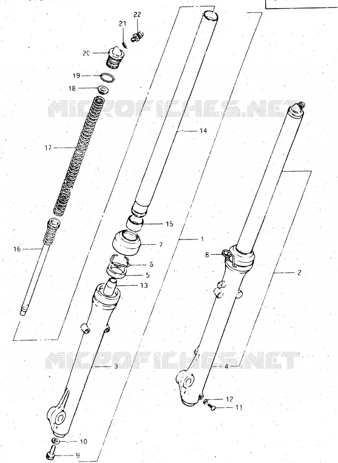 FRONT FORK (MODEL D) Suzuki MOTO 500 DR 1983  DR500SD(E1)