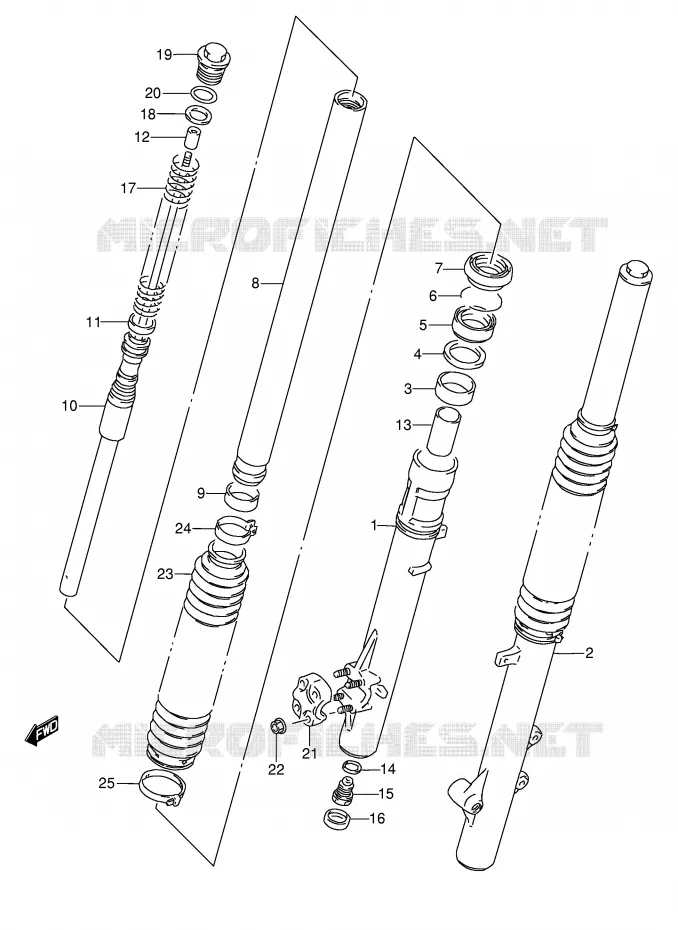 FRONT FORK (MODEL R/S/T) Suzuki MOTO 350 DR 1995  DR350S(E3)