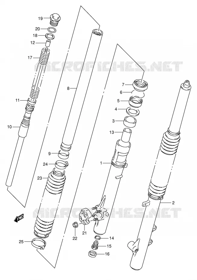 FRONT FORK (MODEL S/T E1) Suzuki MOTO 350 DR 1990  DR350L(E1)